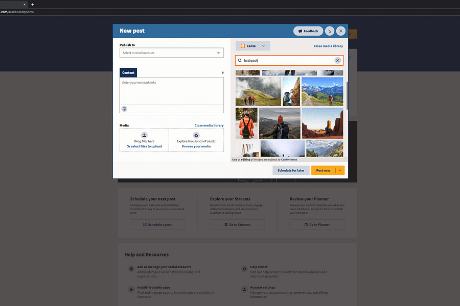 Hootsuite dashboard