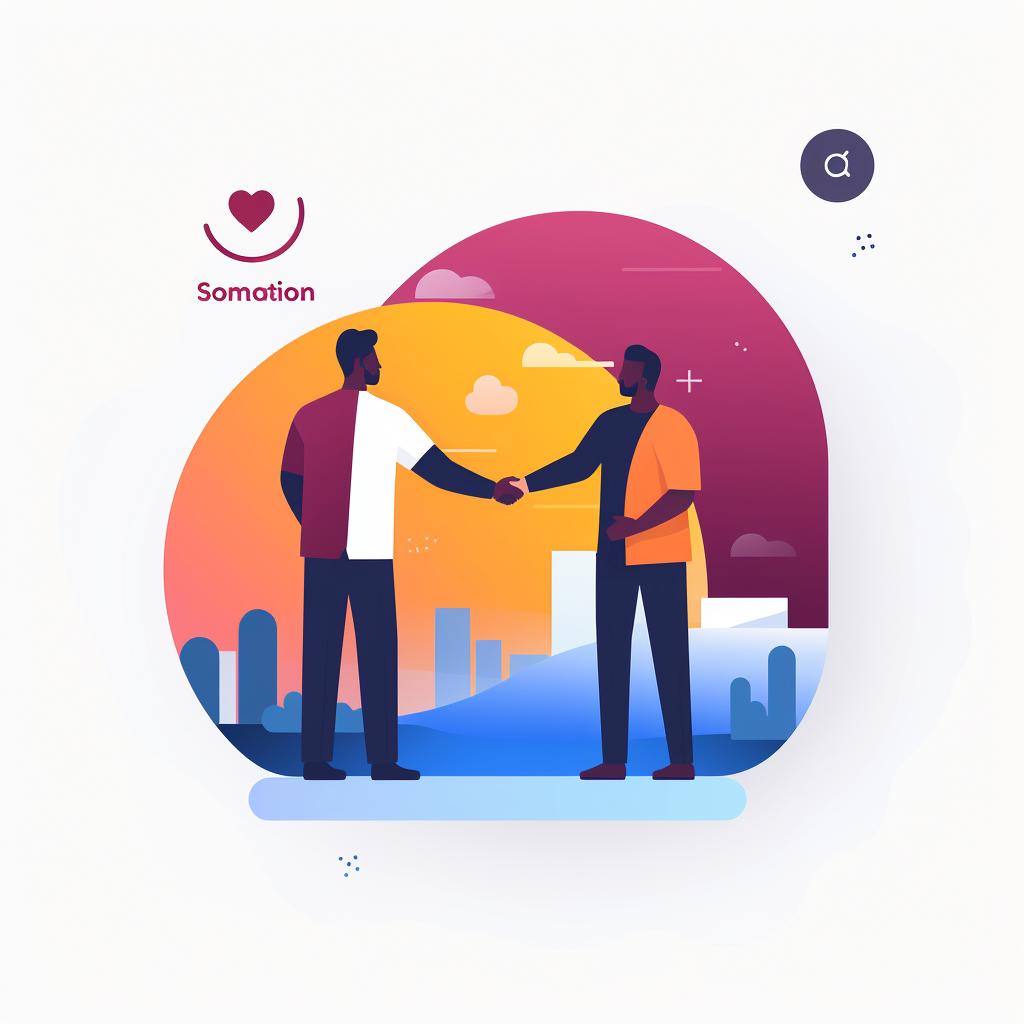 Two people shaking hands in front of an Instagram logo