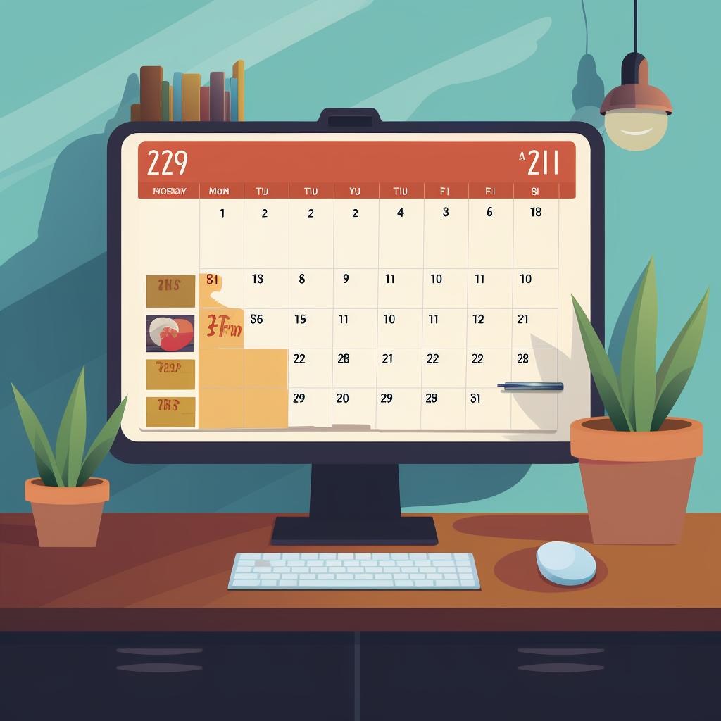 A content calendar on a computer screen