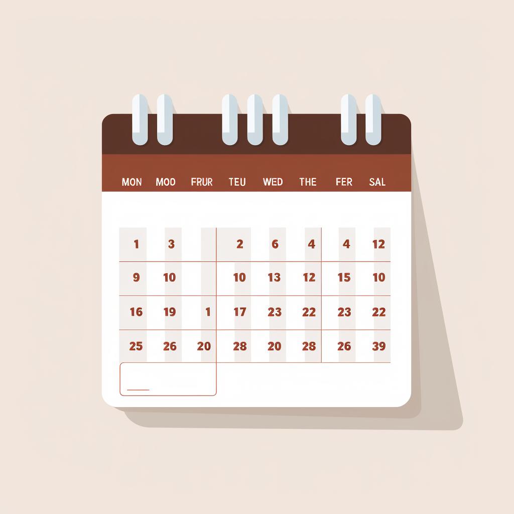 A calendar marked with consistent posting dates